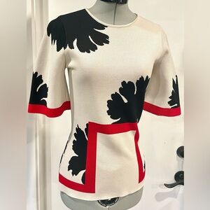 Alexander McQueen white Intarsia knit top, size S, Red/black, EUC